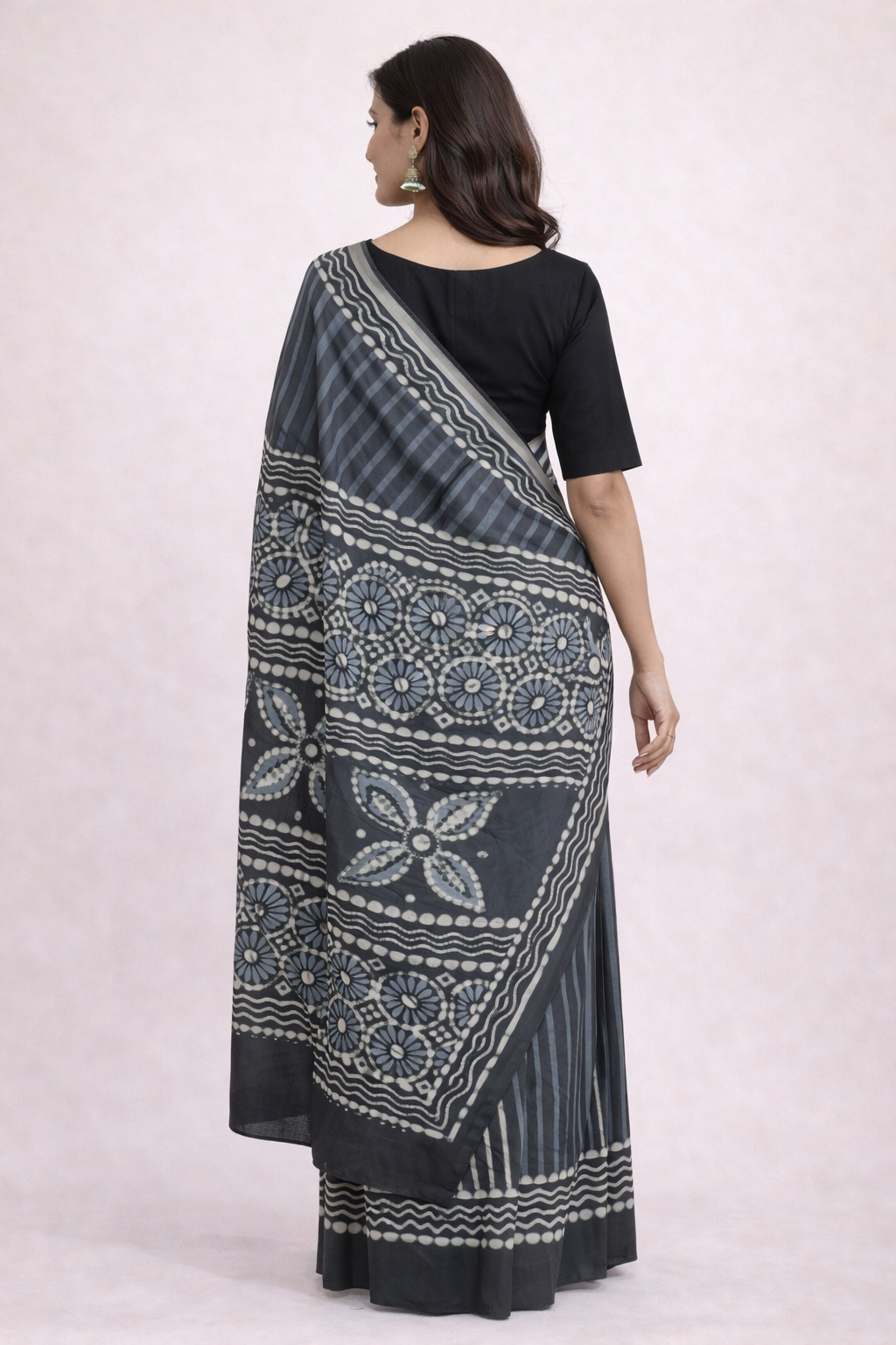 Dhara Slate Hand Block Saree