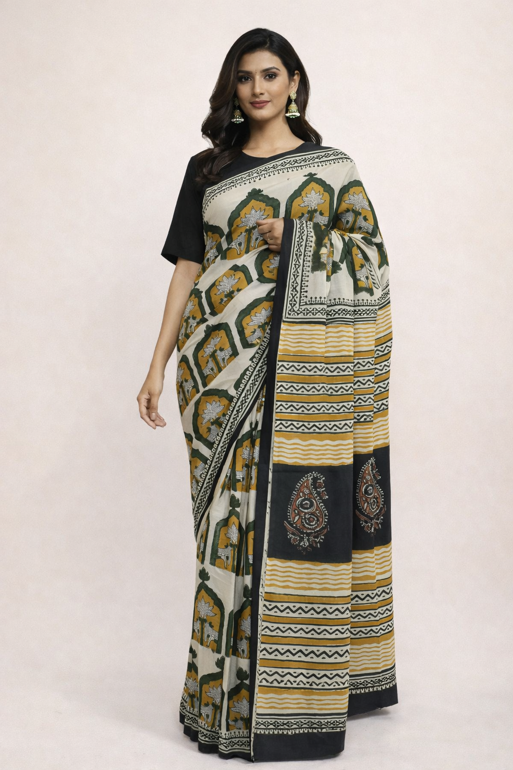 Kesari Bagh Hand Block Saree