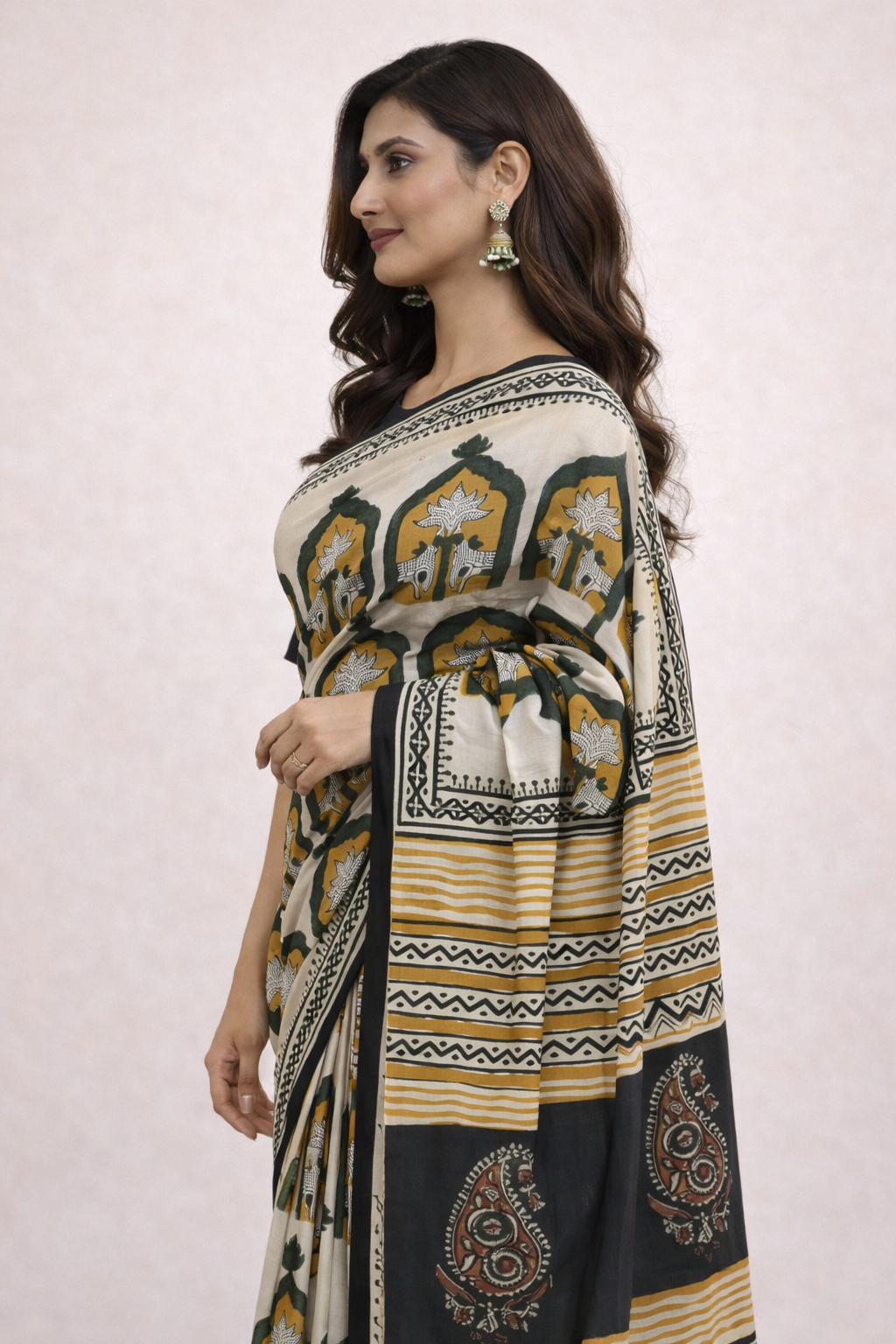 Kesari Bagh Hand Block Saree