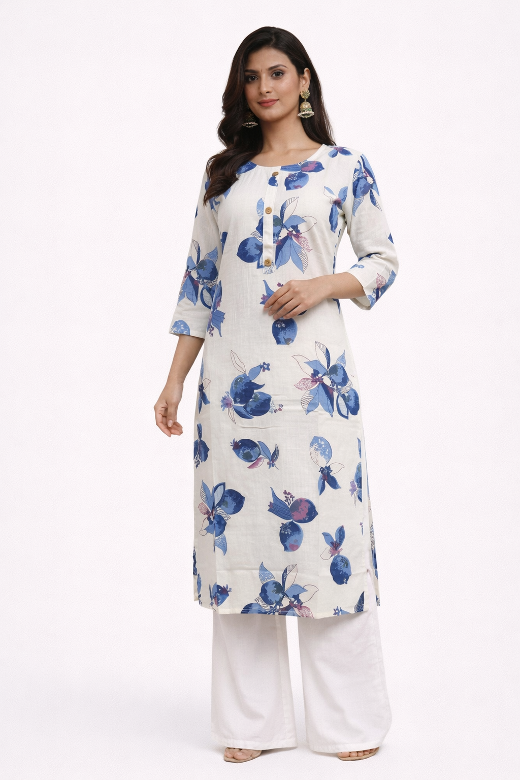 Ivory Bloom Long Kurti - White kurti