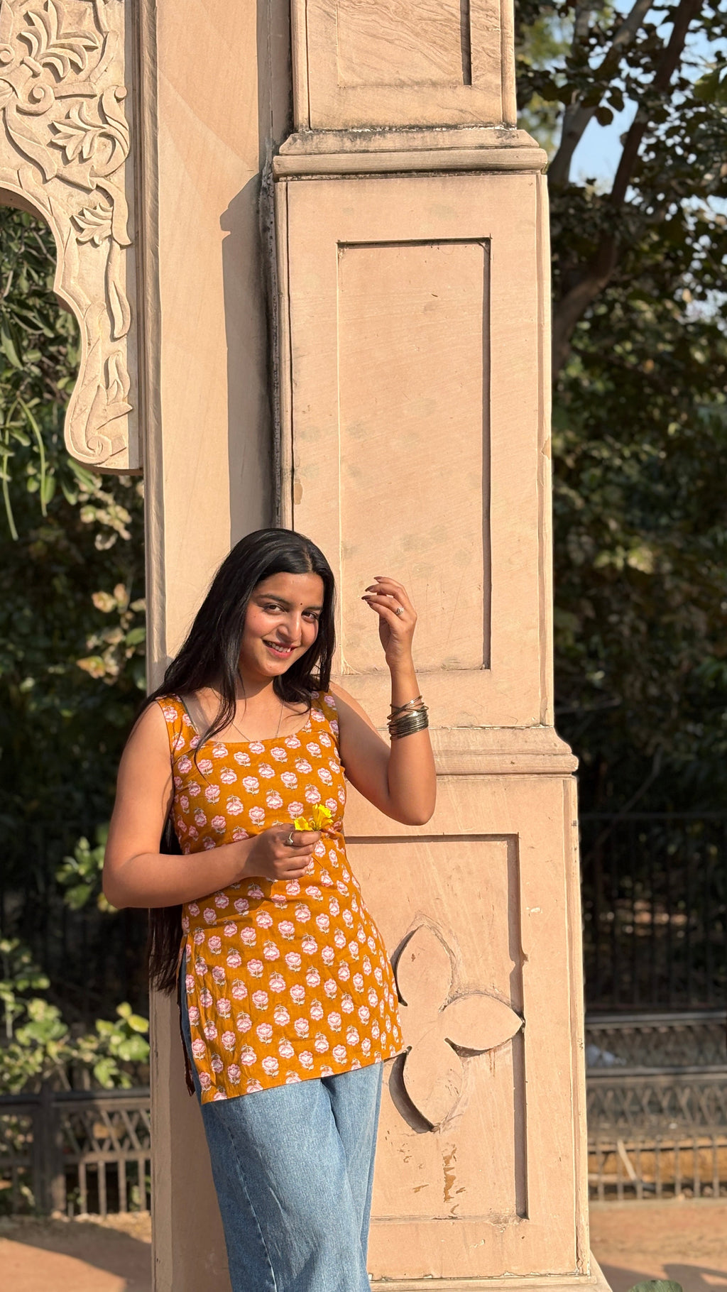 Amber Bloom Cotton Kurti