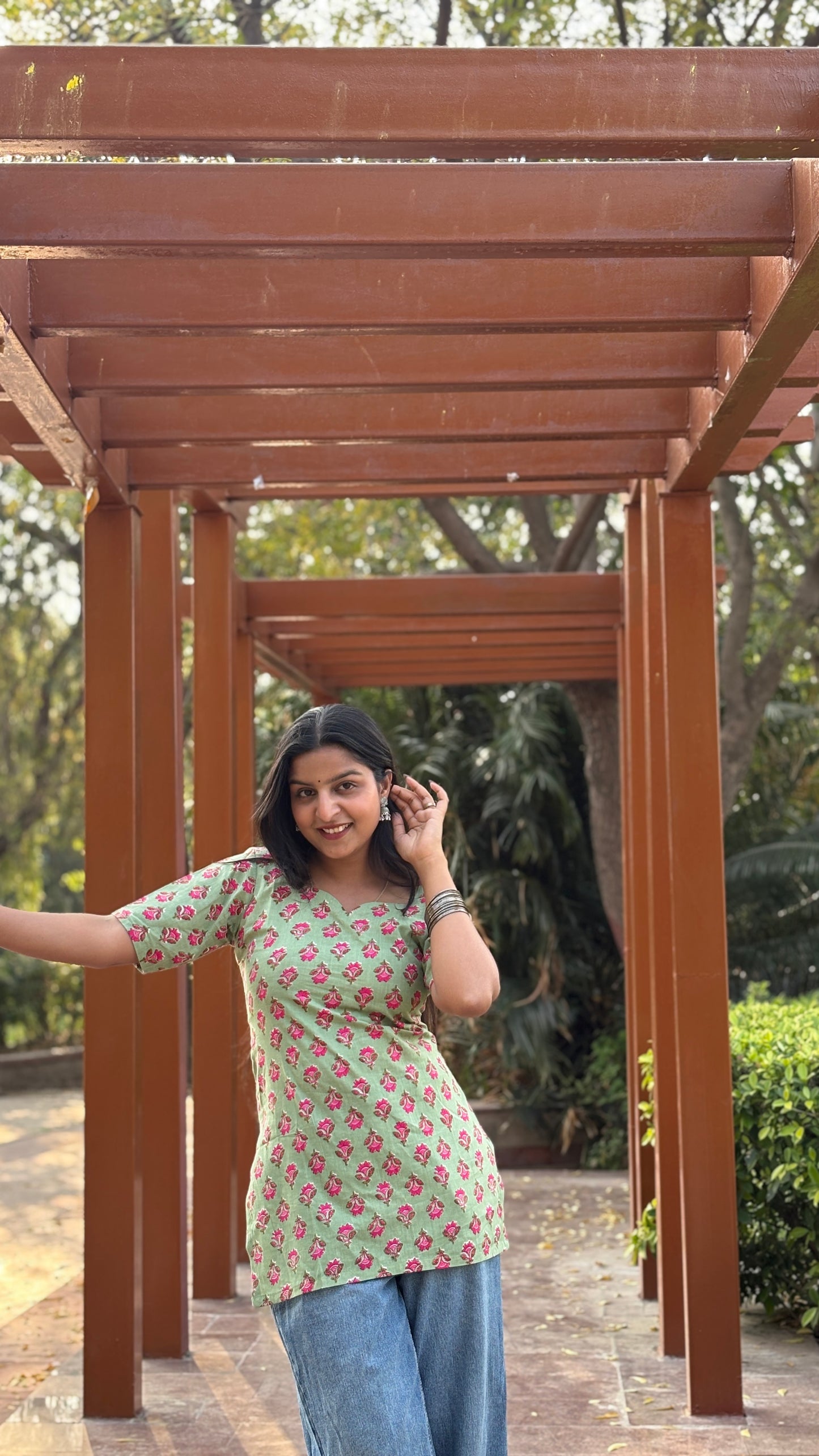 BLUSH BLOOM GREEN KURTI