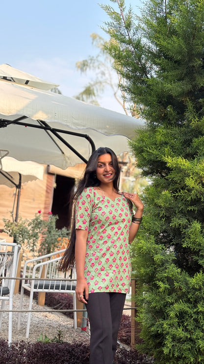 BLUSH BLOOM GREEN KURTI