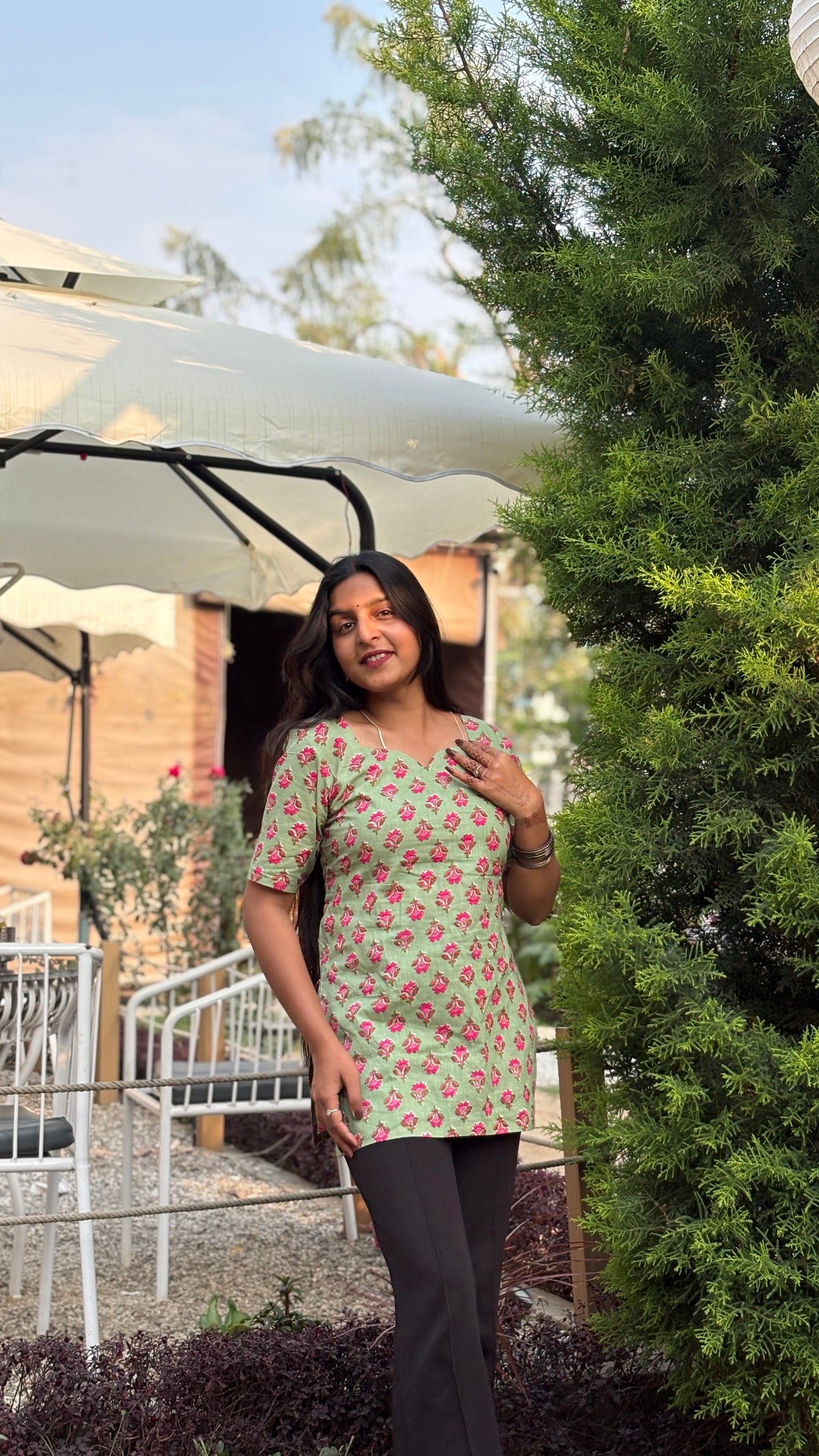 BLUSH BLOOM GREEN KURTI